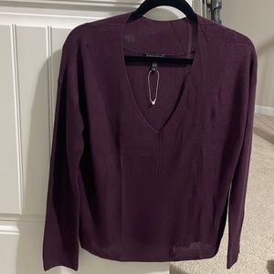 Eileen Fisher sz SP light sweater NWOT Vneck long sleeves,dark cranberry purple
